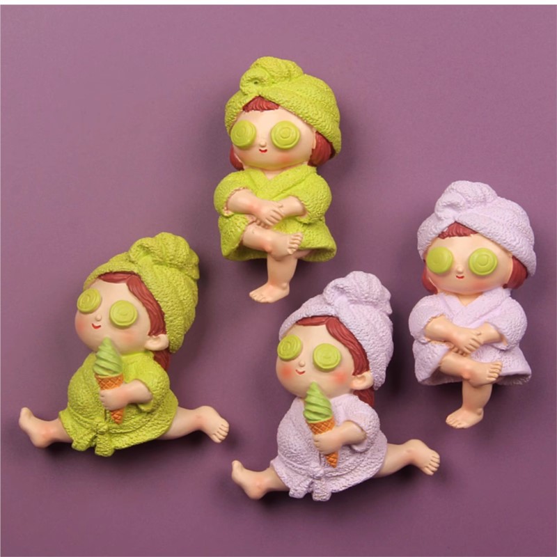Phone Accessories For Old People - Giyen gecelik kız reçine buzdolabı Sticker