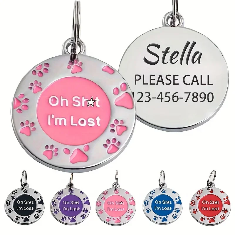 Phone Accessories And Names - Kişiselleştirilmiş Simli Pati İzi Köpek Künyesi,